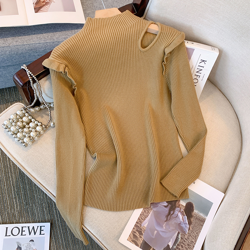Hollow fashion round neck temperament autumn sweater
