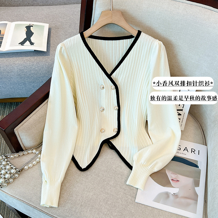 Korean style chanelstyle sweater irregular cardigan for women