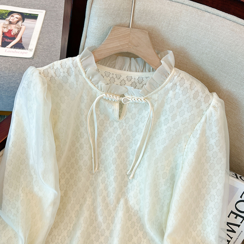 Lace long sleeve small shirt autumn shirt for women