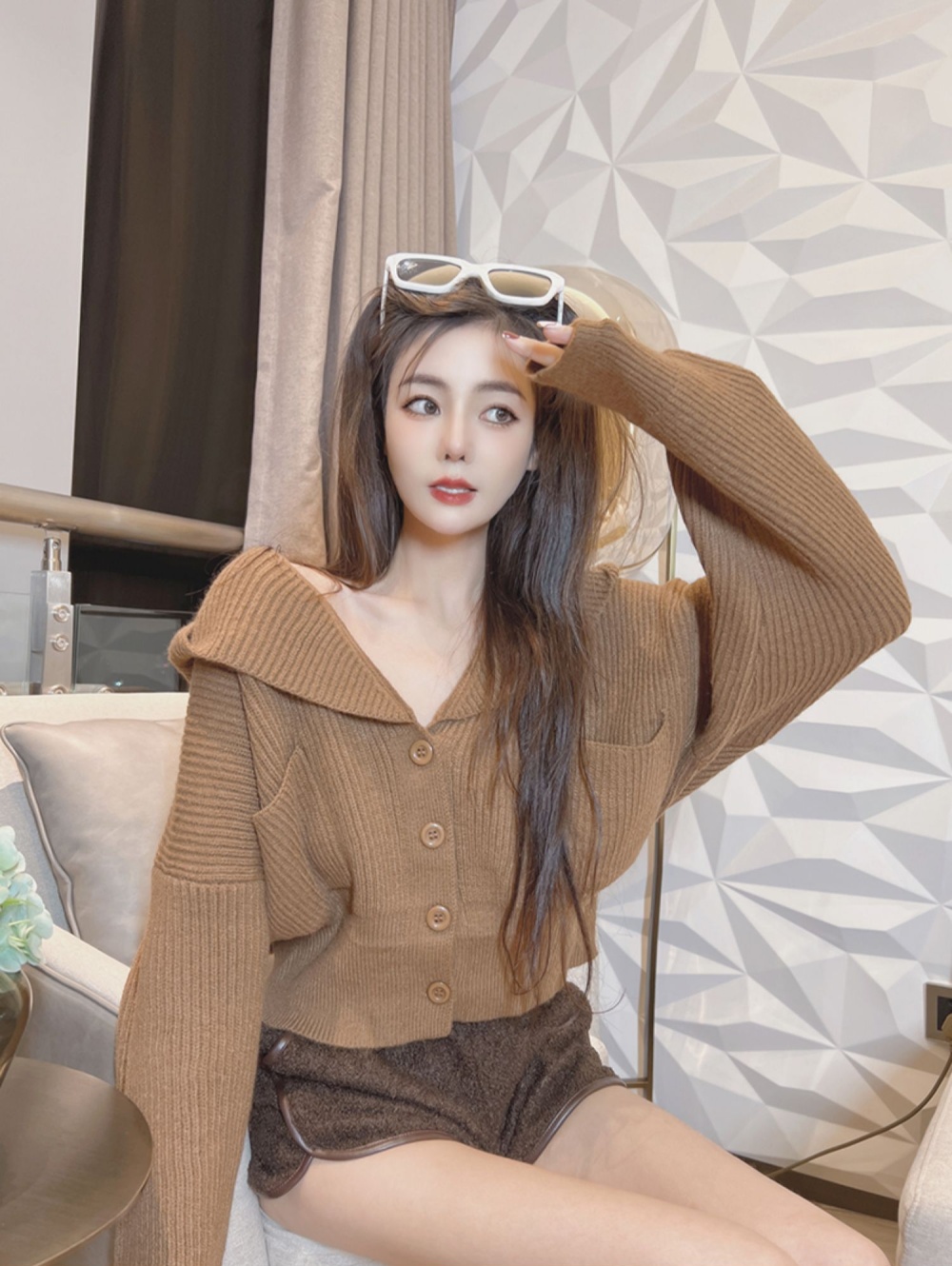 Tender unique sweater retro hooded cardigan for women