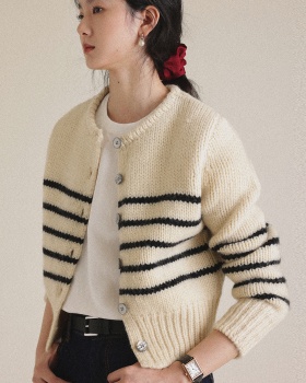 Thick needle stripe coat spring cardigan for women