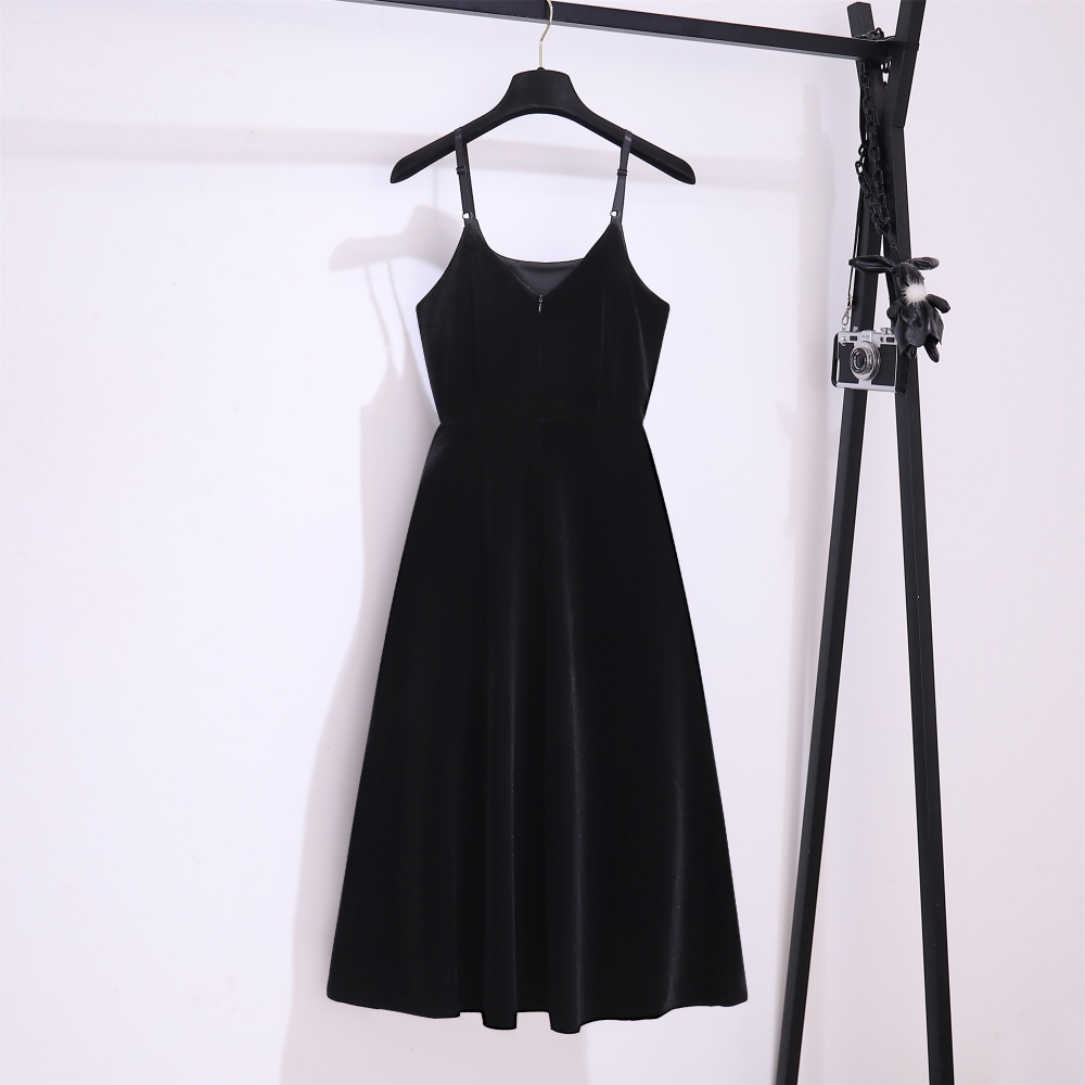 Temperament black dress Hepburn style autumn skirt
