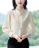 Real silk shirt fungus collar tops for women