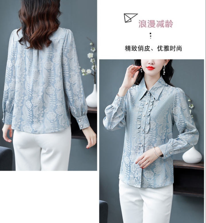 Western style spring and autumn tops silk shirt for women