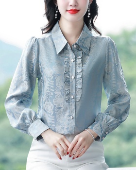 Western style spring and autumn tops silk shirt for women