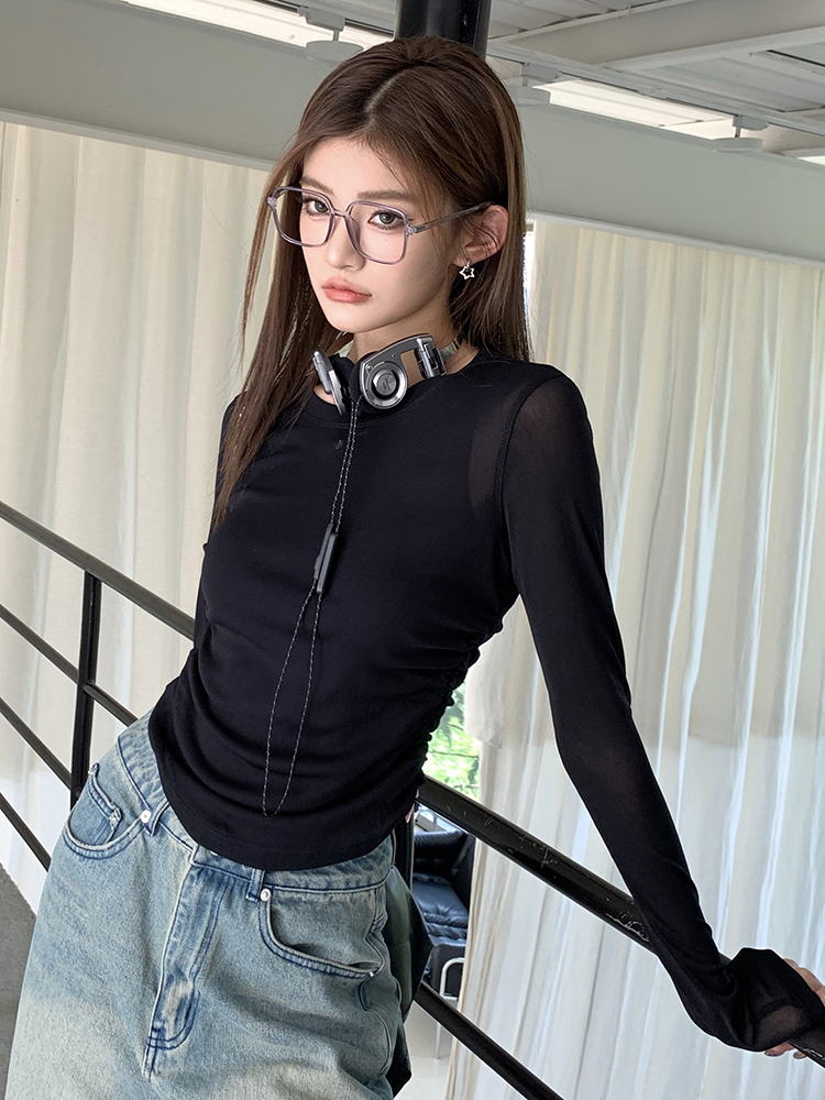 Round neck bottoming shirt autumn tops for women