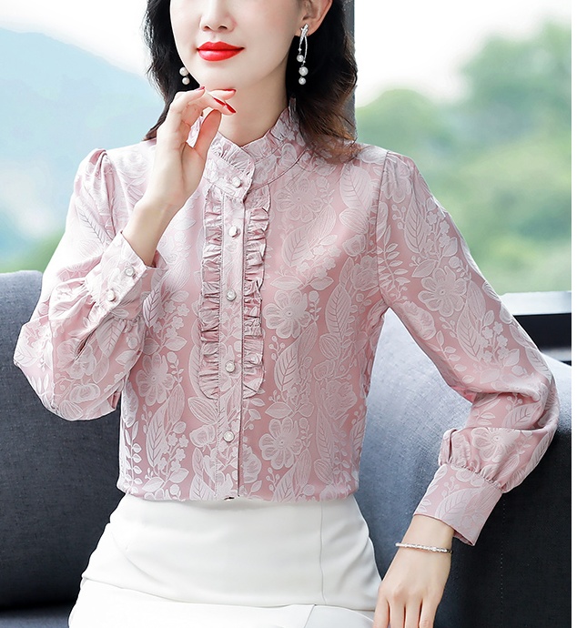 Fungus collar shirt spring and autumn tops for women