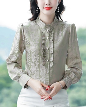 Fungus collar shirt spring and autumn tops for women