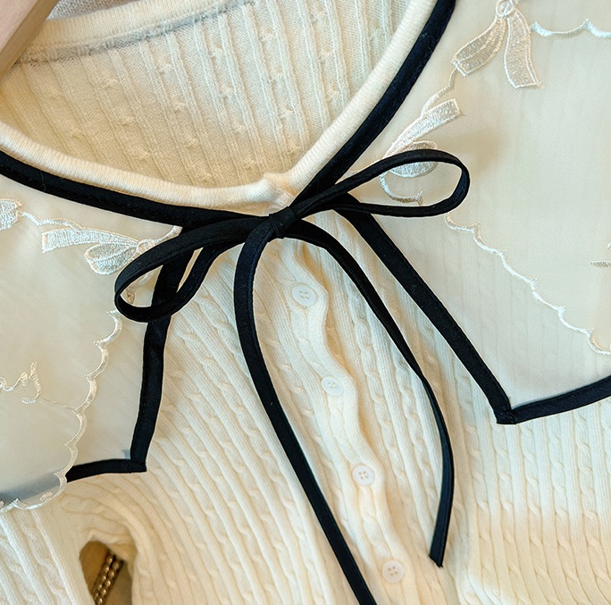 Gauze lace cardigan sweet frenum sweater for women