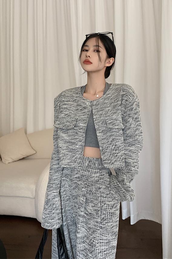 Slim business suit woolen coat 2pcs set for women