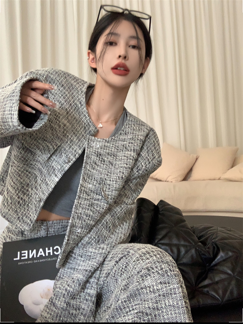 Slim business suit woolen coat 2pcs set for women