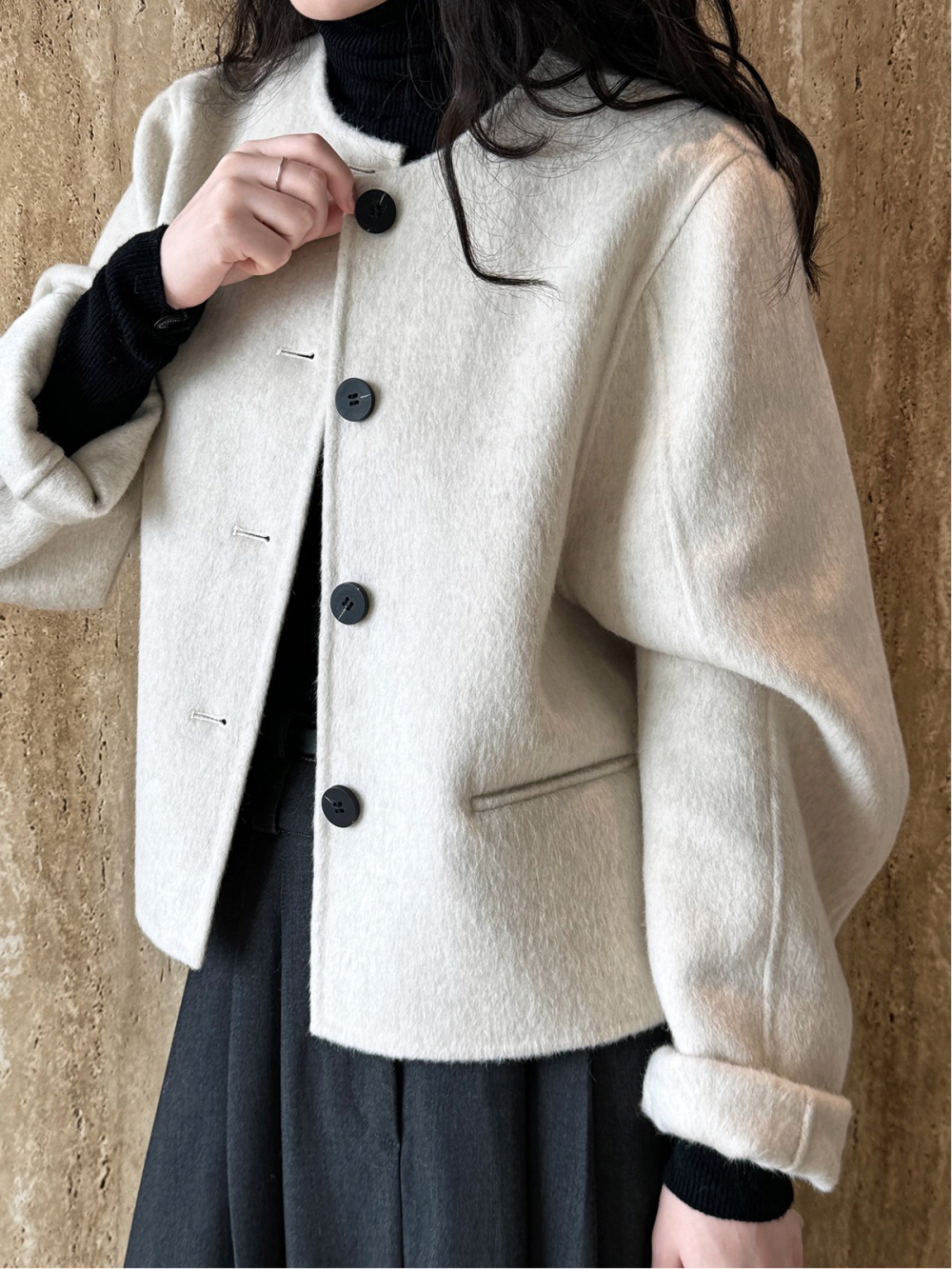 Winter coat minimalist woolen coat for women