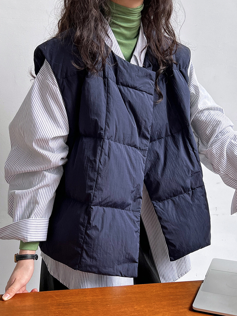 Korean style all-match thermal plaid basis down waistcoat