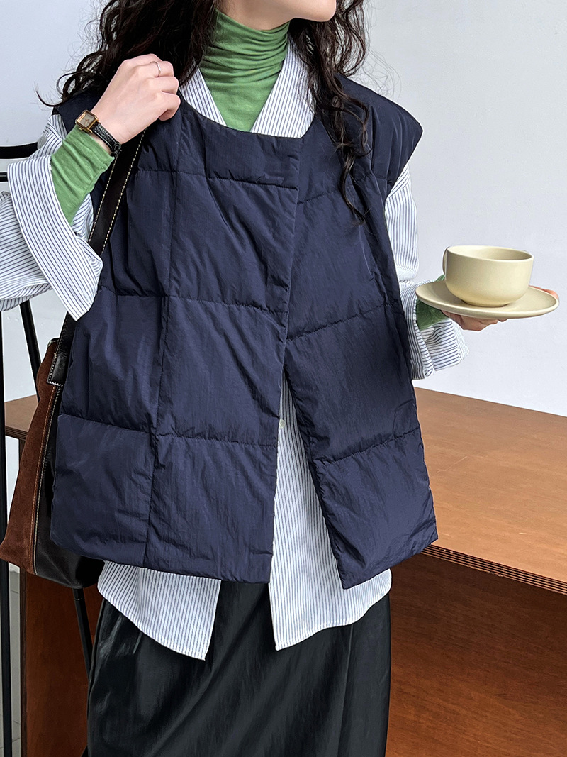 Korean style all-match thermal plaid basis down waistcoat