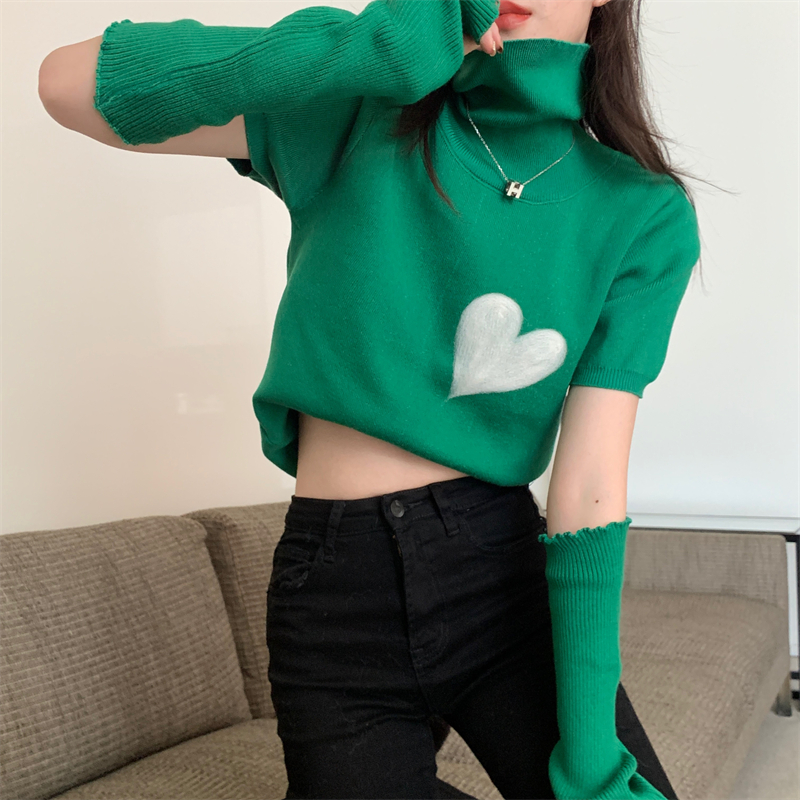 Heart autumn and winter detachable sleeve sweater for women