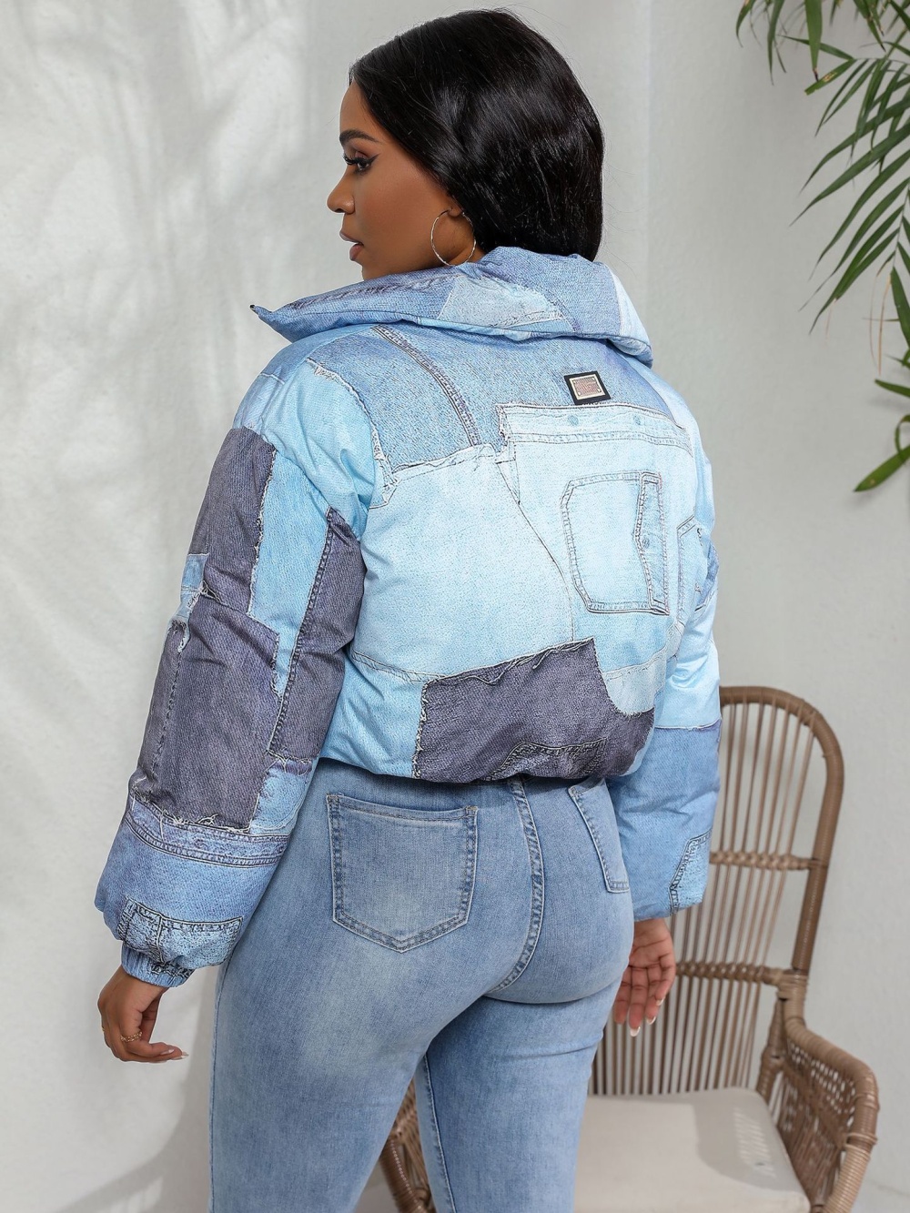Fashion denim jacket printing cotton coat for women