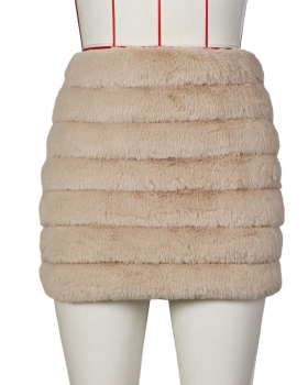 Zip faux fur short skirt cotton skirt for women