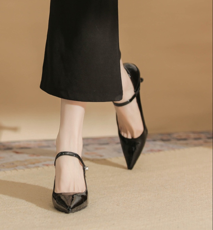 Pointed buckle high-heeled shoes autumn fine-root shoes
