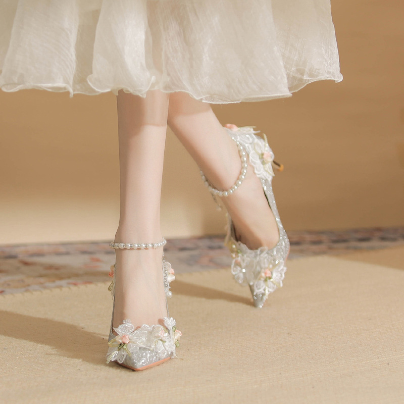 Lace wedding shoes high-heeled shoes for women