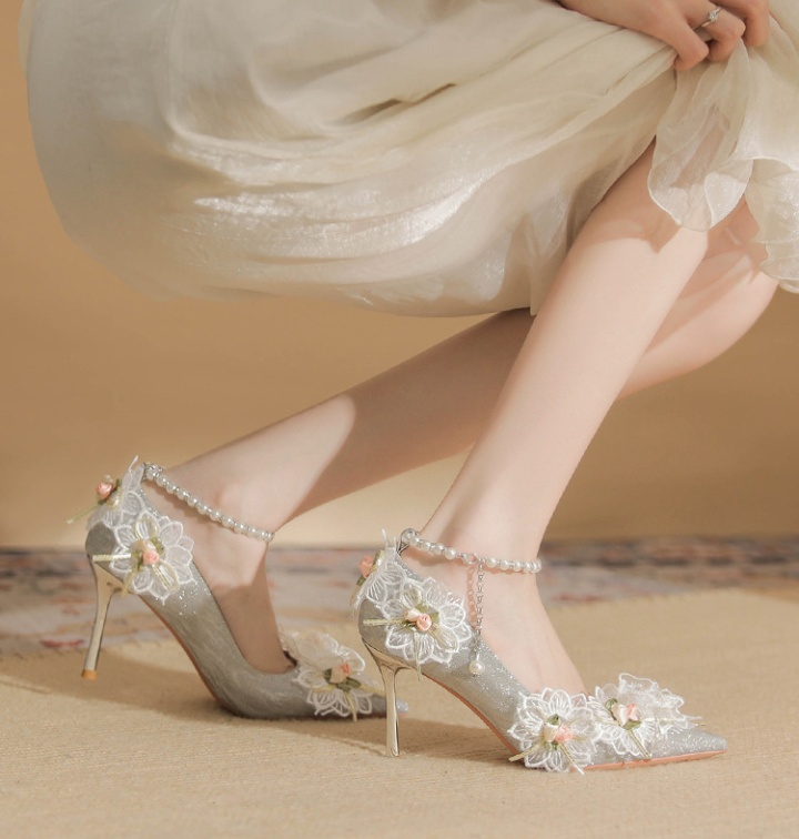 Lace wedding shoes high-heeled shoes for women