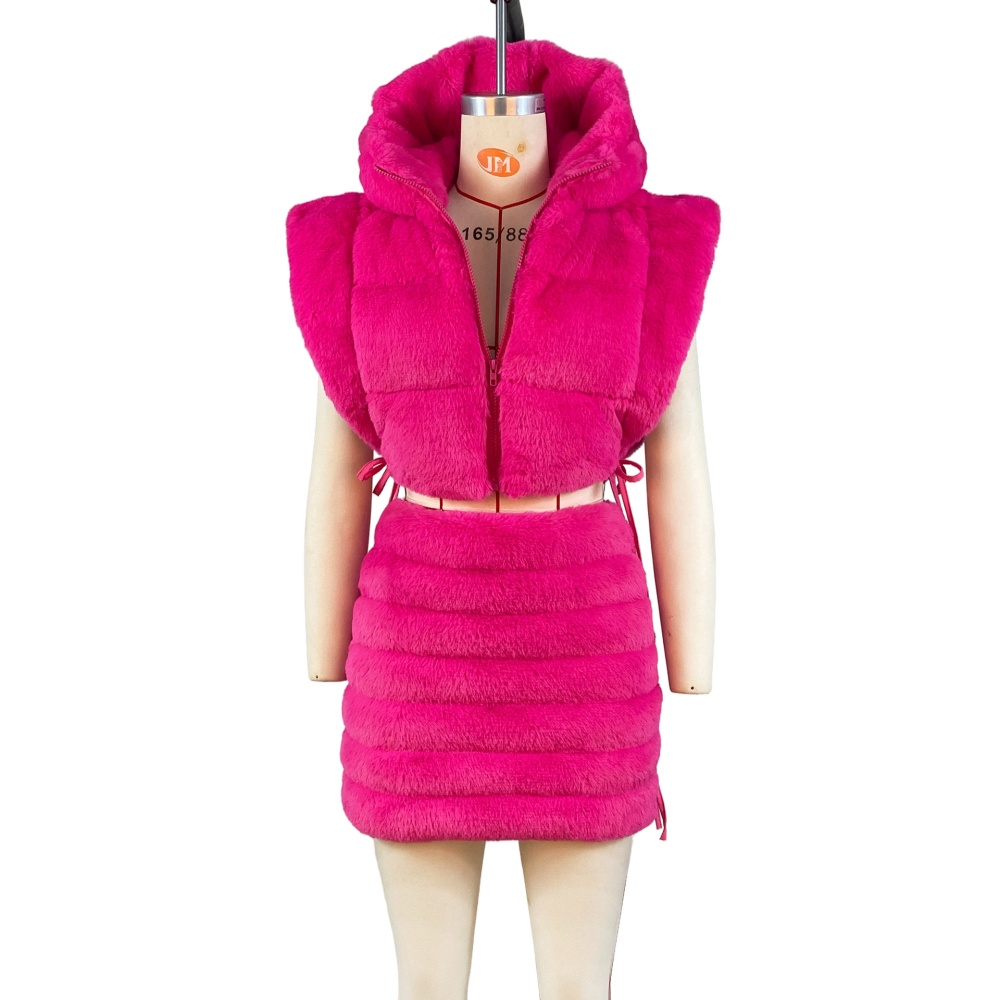 Thermal fashion waistcoat winter faux fur coat for women