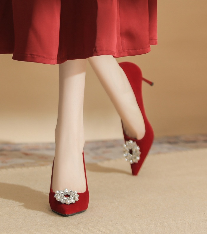 Rhinestone high-heeled shoes pointed shoes for women