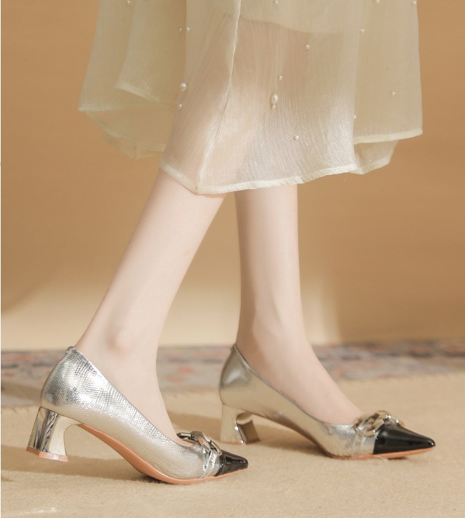 Thick high-heeled shoes pointed shoes for women