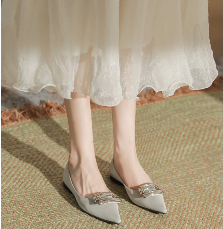 Side buckle satin Casual soft soles pointed shoes