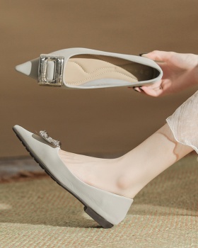 Side buckle satin Casual soft soles pointed shoes