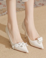Pointed autumn shoes fine-root wedding shoes for women