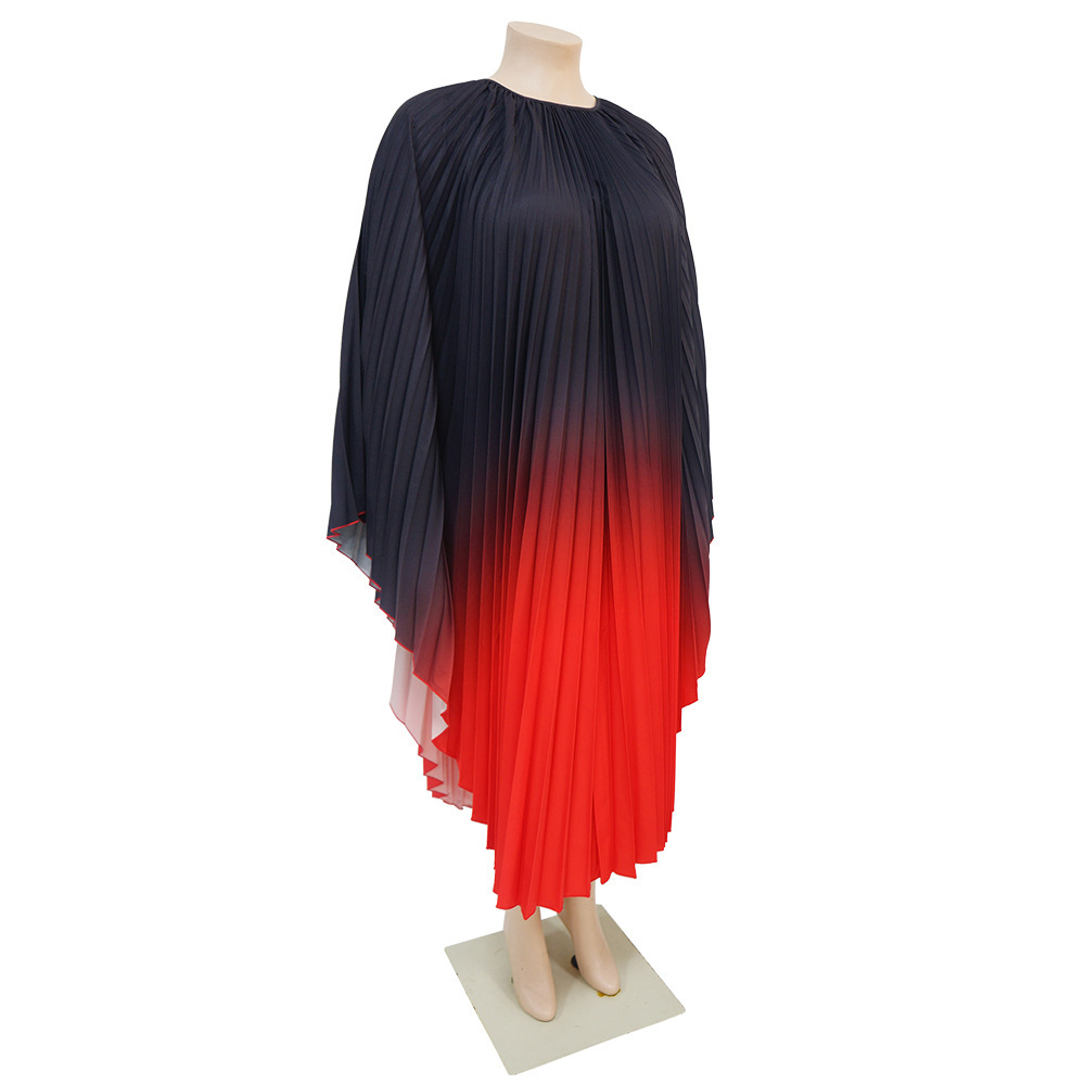 Large yard gradient bat sleeve dress for women