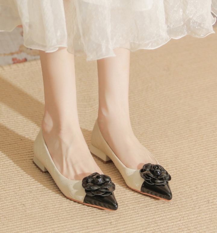 Pointed autumn flattie thick flowers shoes for women