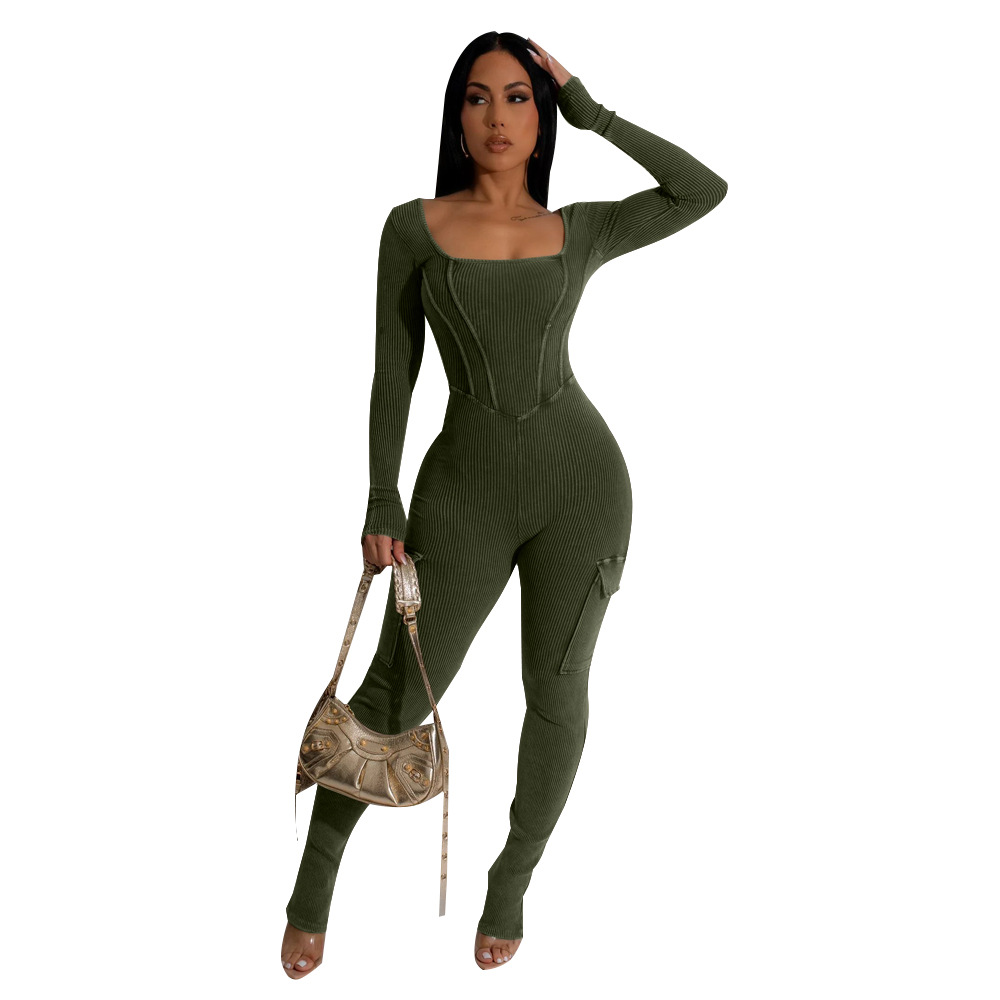 Fashion autumn and winter halter tight jumpsuit for women