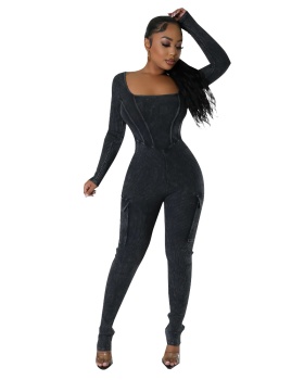 Fashion autumn and winter halter tight jumpsuit for women
