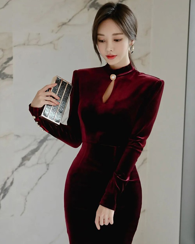 Sexy Korean style slim short autumn and winter dress