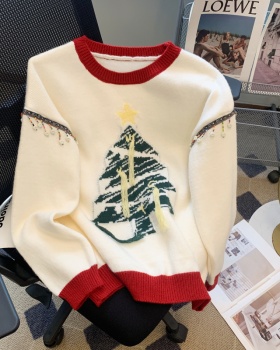 Christmas autumn and winter knitted tops niche tassels sweater