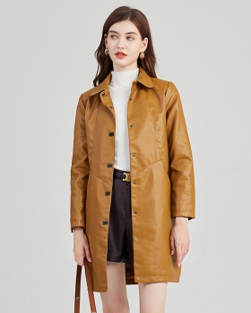 All-match PU coat small lapel temperament leather coat