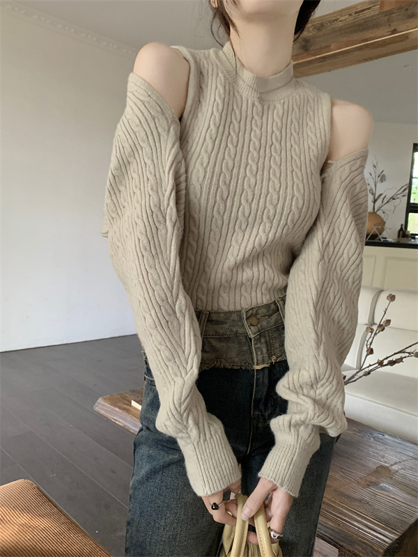 Sling loose vest knitted cardigan 2pcs set