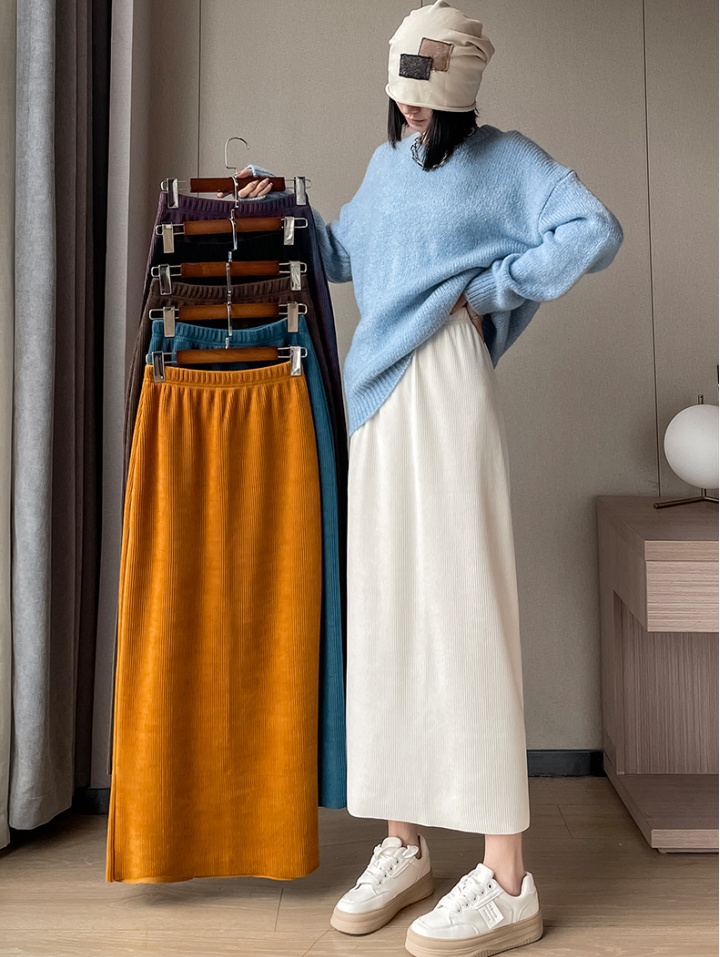 Long high waist peacock package hip split skirt