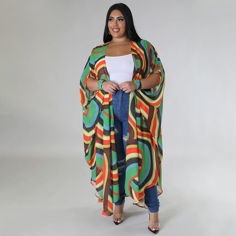 Large yard long cloak printing chiffon shirt for women