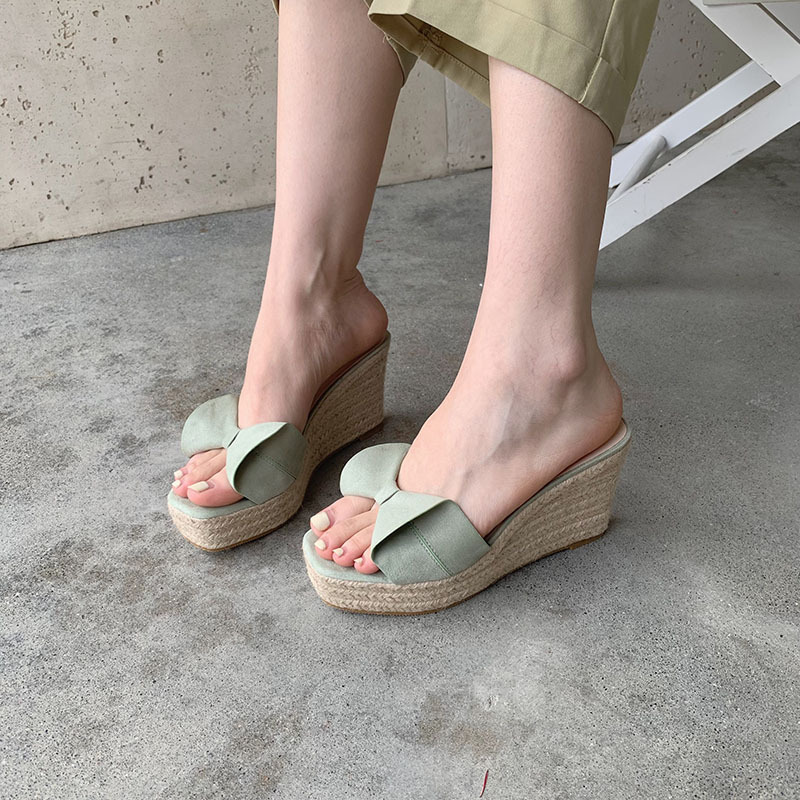 High-heeled spring shoes slipsole slippers