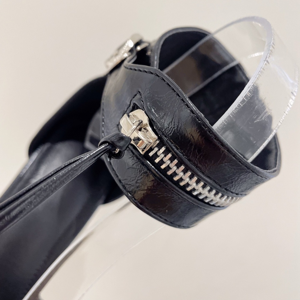 High-heeled zip pointed rivet sandals for women