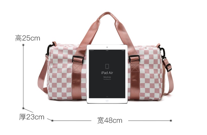 Portable fitness messenger plaid high capacity travel bag