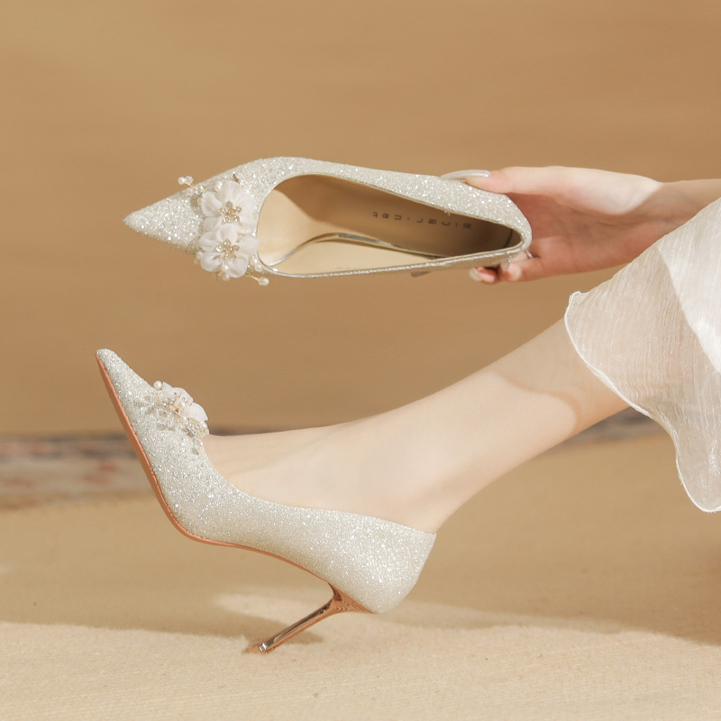Crystal wedding shoes high-heeled shoes for women