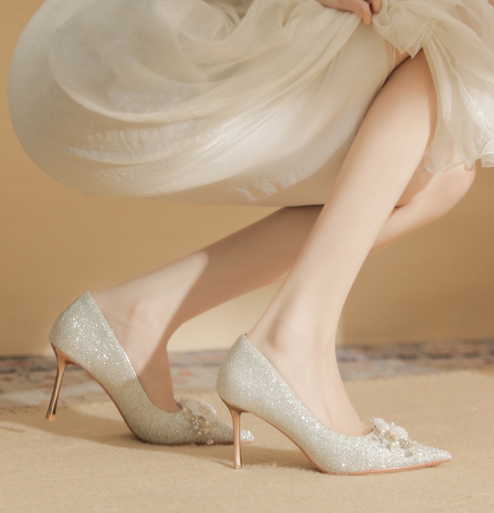 Crystal wedding shoes high-heeled shoes for women