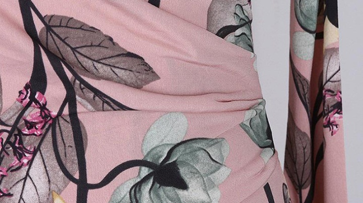 Printing split Korean style long sleeve slim dress
