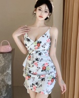 Printing slim strapless ladies sexy dress for women