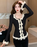 France style temperament tops wood ear sweater for women