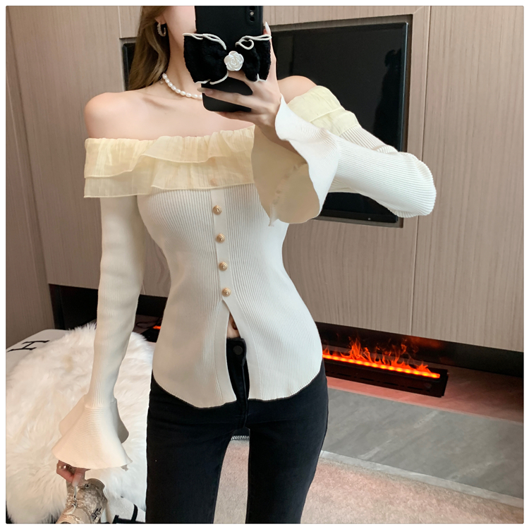 Split autumn sweater halter tops for women