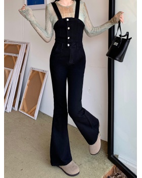 Conjoined bib pants high waist flare pants for women